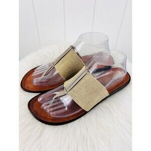 Callisto of California Women's Sandals Tan Canvas Upper Leather Insole Size 10